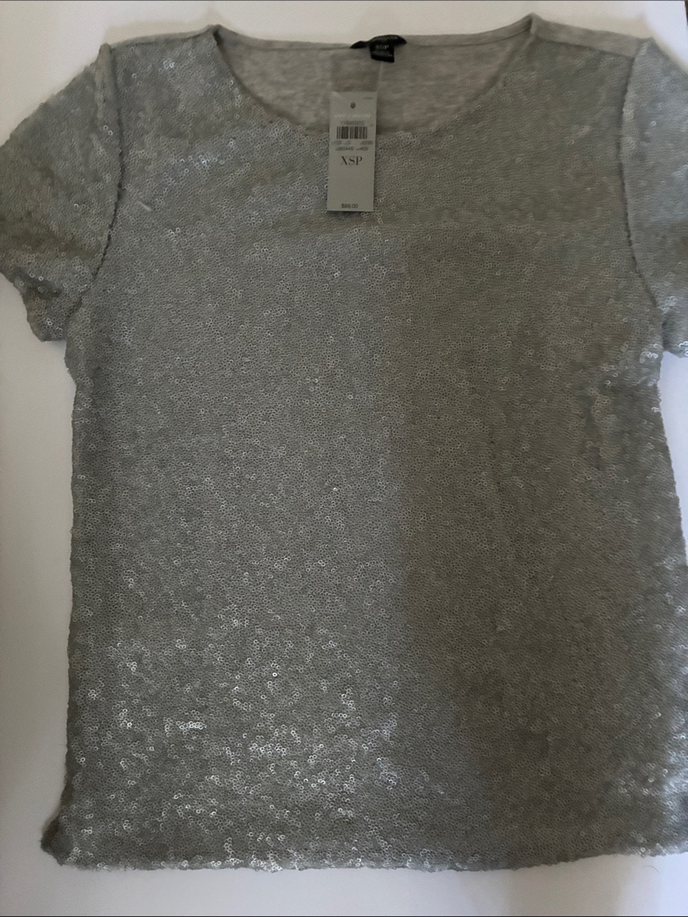 Ann Taylor Silver Sequin Short Sleeve Tee NWT , sizeXSP in excellent condition.